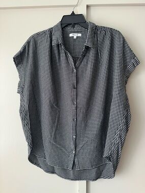 Madewell Black & White Gingham Button-Up Camp Shirt